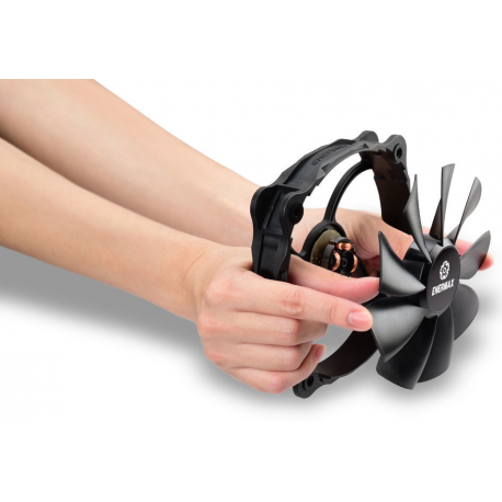 Enermax ETS-T50 AXE - Silent Edition - processor cooler - (for: LGA775, LGA1156, AM2, AM2+, LGA1366, AM3, LGA1155, AM3+, FM1, FM2, LGA1150, FM2+, LGA1151, LGA2011-3 (Square ILM), AM4, LGA2066) - aluminium and copper - 140 mm - black - 7