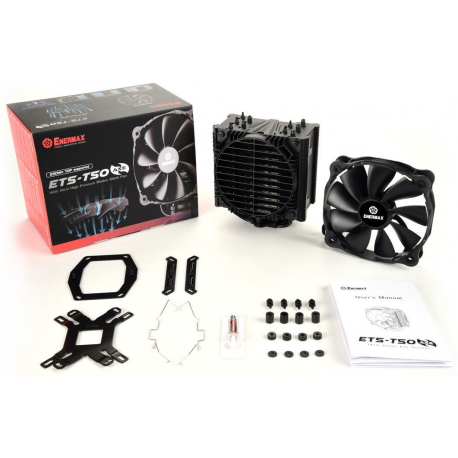 Enermax ETS-T50 AXE - Silent Edition - processor cooler - (for: LGA775, LGA1156, AM2, AM2+, LGA1366, AM3, LGA1155, AM3+, FM1, FM2, LGA1150, FM2+, LGA1151, LGA2011-3 (Square ILM), AM4, LGA2066) - aluminium and copper - 140 mm - black - 8