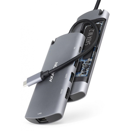 AXAGON HMC-6M2 - Docking station - USB-C 3.2 Gen 1  /  Thunderbolt 3 - HDMI - GigE - 0