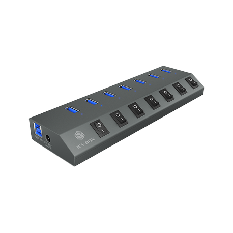 ICY BOX IB-HUB1701-C3 - Hub - 7 x SuperSpeed USB 3.0 - desktop - 0