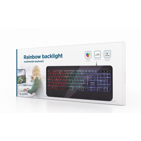 Gembird KB-UML-03 - Keyboard - backlit - USB - QWERTY - US - black - colour box - 4