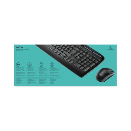 Logitech Wireless Combo MK330 - Keyboard and mouse set - wireless - 2.4 GHz - US International - black - 6