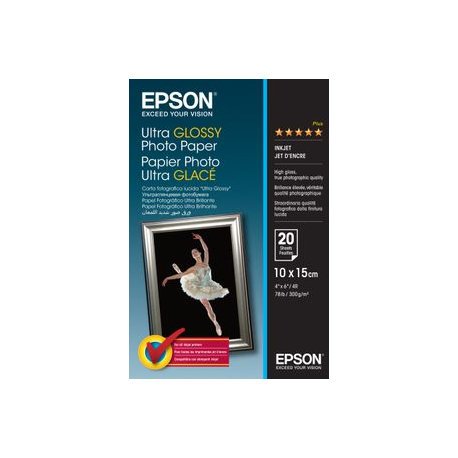 Epson Ultra Glossy Photo Paper - Glossy - 100 x 150 mm 20 sheet(s) photo paper - for EcoTank ET-1810, 2810, 2811, 2814, 2815, 2820, 2825, 2826, 2850, 2851, 2856, 4800, 4850 - 0