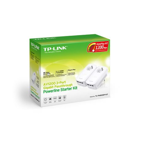 TP-Link TL-PA8030P KIT - Starter Kit - powerline adapter - GigE, HomePlug AV (HPAV), HomePlug AV (HPAV) 2.0 - wall-pluggable - 0