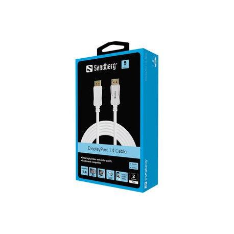 Sandberg - DisplayPort cable - DisplayPort (M) to DisplayPort (M) - DisplayPort 1.4 - 2 m - 8K support - white - 1