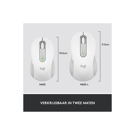 Logitech Signature M650 - Mouse - optical - 5 buttons - wireless - Bluetooth, 2.4 GHz - Logitech Logi Bolt USB receiver - off-white - 13