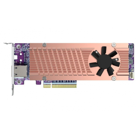 QNAP QM2-2P410G1T - Storage controller with 10GBASE-T port - M.2 - PCIe 4.0 x4 (NVMe) - low profile - PCIe 4.0 x8 - for QNAP TDS-h2489FU-4309Y-64, h2489FU-4314, h2489FU-4314-128, h2489FU-4314-256 - 0