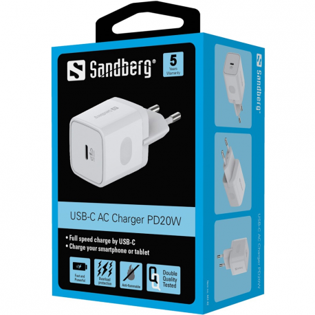 Sandberg - Power adapter - 20 Watt - 3 A - PD (USB-C) - 4