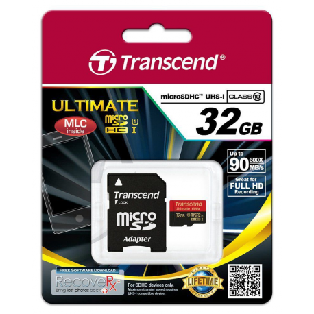 Transcend Ultimate series TS32GUSDHC10U1 - Flash memory card - 32 GB - UHS Class 1  /  Class10 - SDHC UHS-I - 1