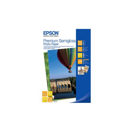 Epson Premium Semigloss Photo Paper - Semi-glossy - A4 (210 x 297 mm) 20 sheet(s) photo paper - for EcoTank ET-2750, 2751, 2756, 2850, 2851, 2856, 4750, 4850; Expression Home HD XP-15000 - 0