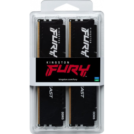 Kingston FURY Beast - DDR5 - kit - 64 GB: 2 x 32 GB - DIMM 288-pin - 5600 MHz / PC5-44800 - CL40 - 1.25 V - unbuffered - on-die ECC - 6