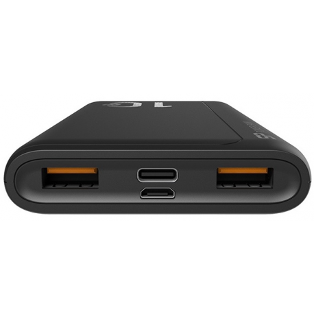 Silicon Power QP15 - Power bank - 10000 mAh - 18 Watt - 3 A - PD, QC 3.0 - 3 output connectors (2 x USB, USB-C) - black - 2