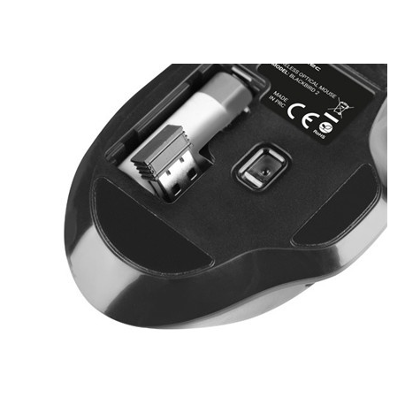 Natec Blackbird 2 - Mouse - ergonomic - right-handed - optical - 6 buttons - wireless - 2.4 GHz - USB wireless receiver - black - 4