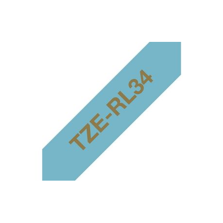 Brother TZe-RL34 - Satin - gold on light blue - Roll (1.2 cm x 4 m) 1 cassette(s) ribbon tape - for Brother PT-D210, D600, H110; P-Touch PT-1005, 1880, E800, H110; P-Touch Cube Plus PT-P710 - 0