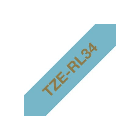 Brother TZe-RL34 - Satin - gold on light blue - Roll (1.2 cm x 4 m) 1 cassette(s) ribbon tape - for Brother PT-D210, D600, H110; P-Touch PT-1005, 1880, E800, H110; P-Touch Cube Plus PT-P710 - 2