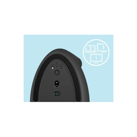 Logitech Lift Vertical Ergonomic Mouse - Vertical mouse - ergonomic - left-handed - optical - 6 buttons - wireless - Bluetooth, 2.4 GHz - Logitech Logi Bolt USB receiver - graphite - 15