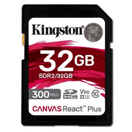 Kingston Canvas React Plus - Flash memory card - 32 GB - Video Class V90 / UHS-II U3 / Class10 - SDXC UHS-II - 0