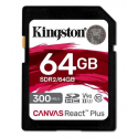 Kingston Canvas React Plus - Flash memory card - 64 GB - Video Class V90 / UHS-II U3 / Class10 - SDXC UHS-II