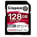 Kingston Canvas React Plus - Flash memory card - 128 GB - Video Class V90 / UHS-II U3 / Class10 - SDXC UHS-II