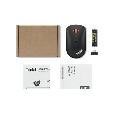 Lenovo ThinkPad Compact - Mouse - right and left-handed - optical - 4 buttons - wireless - 2.4 GHz - USB-C wireless receiver - black - OEM - for ThinkBook 14 G4+ IAP; ThinkPad E14 Gen 4; E15 Gen 4; X1 Carbon Gen 10 - 6