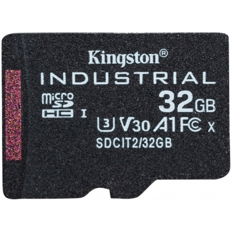 Kingston Industrial - Flash memory card (microSDHC to SD adapter included) - 32 GB - A1  /  Video Class V30  /  UHS-I U3  /  Class10 - microSDHC UHS-I - 2