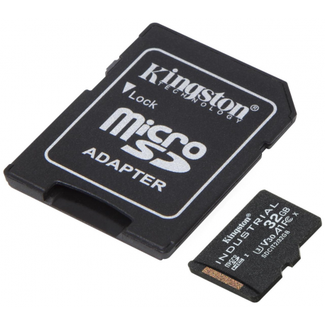 Kingston Industrial - Flash memory card (microSDHC to SD adapter included) - 32 GB - A1  /  Video Class V30  /  UHS-I U3  /  Class10 - microSDHC UHS-I - 3
