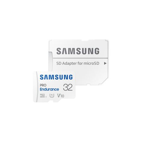 Samsung PRO Endurance MB-MJ32KA - Flash memory card (microSDHC to SD adapter included) - 32 GB - Video Class V10  /  UHS-I U1  /  Class10 - microSDHC UHS-I - white - 3