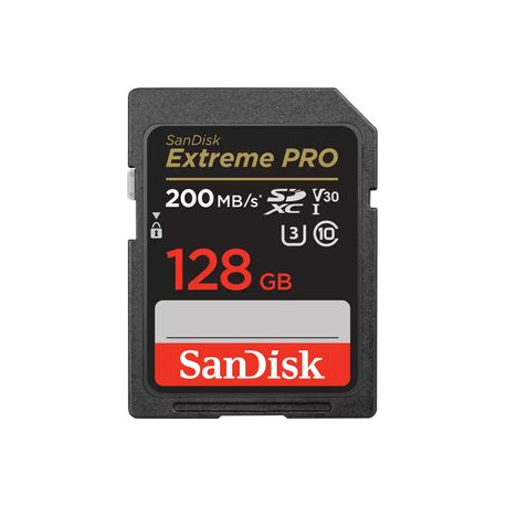 SanDisk Extreme Pro - Flash memory card - 128 GB - Video Class V30  /  UHS-I U3  /  Class10 - SDXC UHS-I - 0