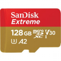 SanDisk Extreme - Flash memory card (microSDXC to SD adapter included) - 128 GB - A2  /  Video Class V30  /  UHS-I U3  /  Class10 - microSDXC UHS-I