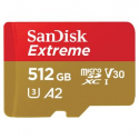 SanDisk Extreme - Flash memory card (microSDXC to SD adapter included) - 512 GB - A2 / Video Class V30 / UHS-I U3 / Class10 - microSDXC UHS-I