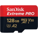 SanDisk Extreme Pro - Flash memory card (microSDXC to SD adapter included) - 128 GB - A2  /  Video Class V30  /  UHS-I U3  /  Class10 - microSDXC UHS-I