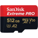 SanDisk Extreme Pro - Flash memory card (microSDXC to SD adapter included) - 512 GB - A2 / Video Class V30 / UHS-I U3 / Class10 - microSDXC UHS-I