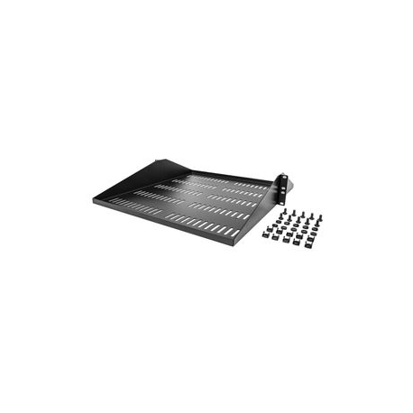 StarTech.com 2U Vented Server Rack Cabinet Shelf, 20in Deep Fixed Cantilever Tray, Rackmount Shelf for 19" AV / Data / Network Equipment Enclosure w /  Cage Nuts & Screws, 200lbs Weight Capacity - 2U Network Rack Shelf (SHELF-2U-20-CENTER-V) - Rack shelf - black - 2U - 19" - 5