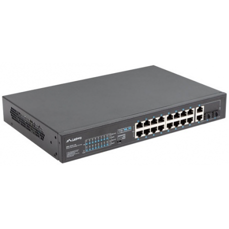 Lanberg RSFE-16P-2C-150 - Switch - unmanaged - 16 x 10 / 100 (PoE+) + 2 x combo Gigabit SFP / RJ-45 (uplink) - rack-mountable - PoE+ (150 W) - 2