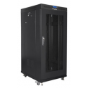 Lanberg - Rack cabinet - with 4 cooling fans, display - black, RAL 9004 - 27U - 19"