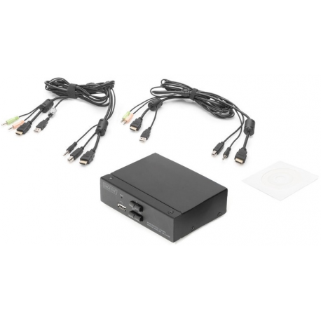 DIGITUS DS-12870 - KVM / audio / USB switch - 2 x KVM / audio / USB - 1 local user - desktop - 4
