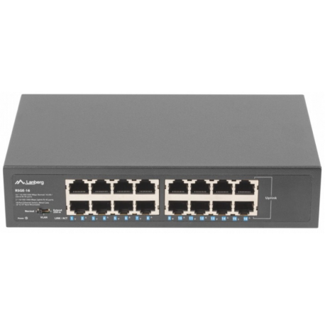 Lanberg RSGE-16 - Switch - unmanaged - 16 x 10 / 100 / 1000 - desktop, rack-mountable - 0