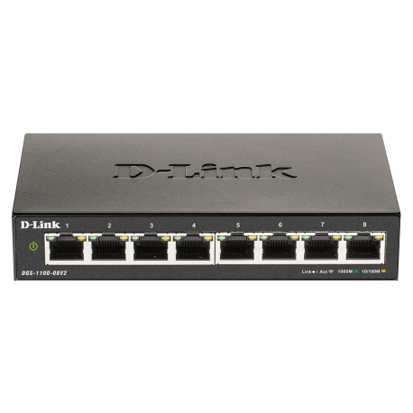 D-Link DGS 1100-08V2 - Switch - smart - 8 x 10 / 100 / 1000 - desktop - AC 100 / 240 V - 3