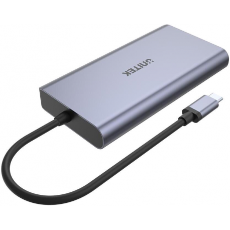 Unitek uHUB S7+ 7-in-1 USB-C Ethernet Hub with MST Dual Monitor, 100W Power Delivery and Card Reader - Docking station - USB-C - HDMI, DP - GigE - 1