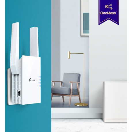 TP-Link RE605X - Wi-Fi range extender - GigE - Wi-Fi 6 - 2.4 GHz, 5 GHz - in wall - 4