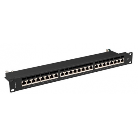 Lanberg PPS7-1024-B - Patch panel - CAT 7 - STP - RJ-45 X 24 - black, RAL 9004 - 1U - 19" - 0