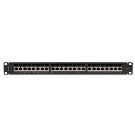 Lanberg PPS7-1024-B - Patch panel - CAT 7 - STP - RJ-45 X 24 - black, RAL 9004 - 1U - 19" - 1