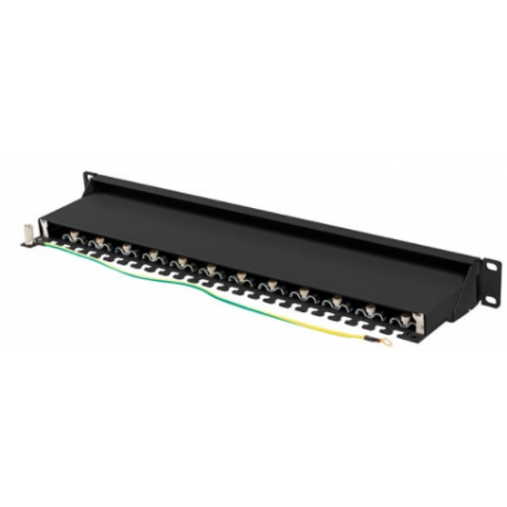 Lanberg PPS7-1024-B - Patch panel - CAT 7 - STP - RJ-45 X 24 - black, RAL 9004 - 1U - 19" - 3