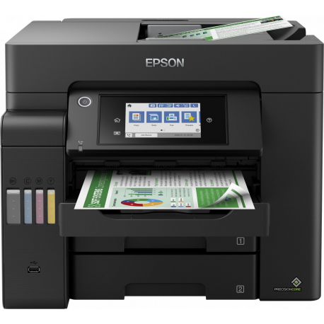 Epson EcoTank L6550 - Multifunction printer - colour - ink-jet - A4 (210 x 297 mm) (original) - A4 / Legal (media) - up to 25 ppm (printing) - 550 sheets - 33.6 Kbps - USB 2.0, Gigabit LAN, USB 2.0 host, Wi-Fi(ac) - black - 2