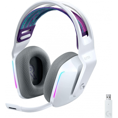 Logitech G G733 LIGHTSPEED Wireless RGB Gaming Headset - Headset - full size - 2.4 GHz - wireless - white - 5
