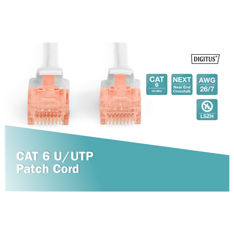 DIGITUS Professional - Patch cable - RJ-45 (M) to RJ-45 (M) - 2 m - UTP - CAT 6 - IEEE 802.3 - halogen-free, molded, snagless - grey - 1