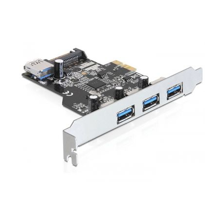 DeLock PCI Express Card > 3 x external + 1 x internal USB 3.0 - USB adapter - PCIe 2.0 - USB, USB 2.0, USB 3.0 - 4 ports - 2