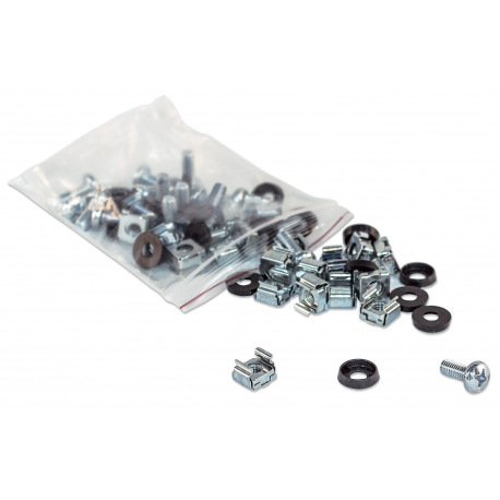 Intellinet Cage Nut Set, 50 Pack - M6 Nuts, Bolts and Washers, Suitable for Network Cabinets / Server Racks, Plastic Storage Jar, Lifetime Warranty - Rack screws, nuts and washers - 4