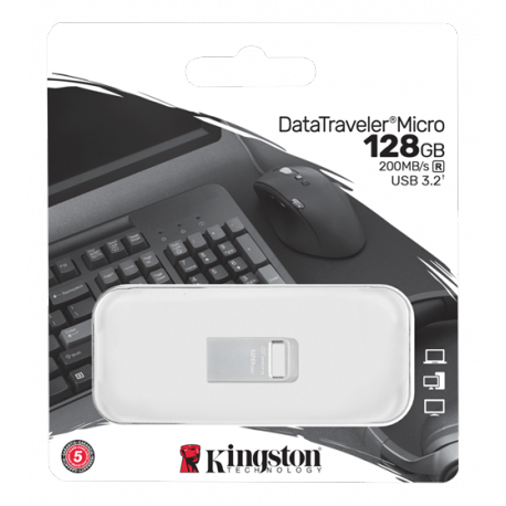 Kingston DataTraveler Micro - USB flash drive - 128 GB - USB 3.2 Gen 1 - 1