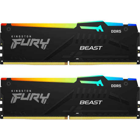 Kingston FURY Beast RGB - DDR5 - module - 16 GB - DIMM 288-pin - 5600 MHz  /  PC5-44800 - CL40 - 1.25 V - unbuffered - on-die ECC - 10